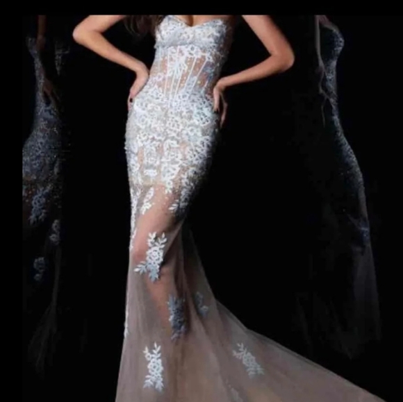 Janique Dresses & Skirts - Janique nude illusion mermaid prom pageant dress 6